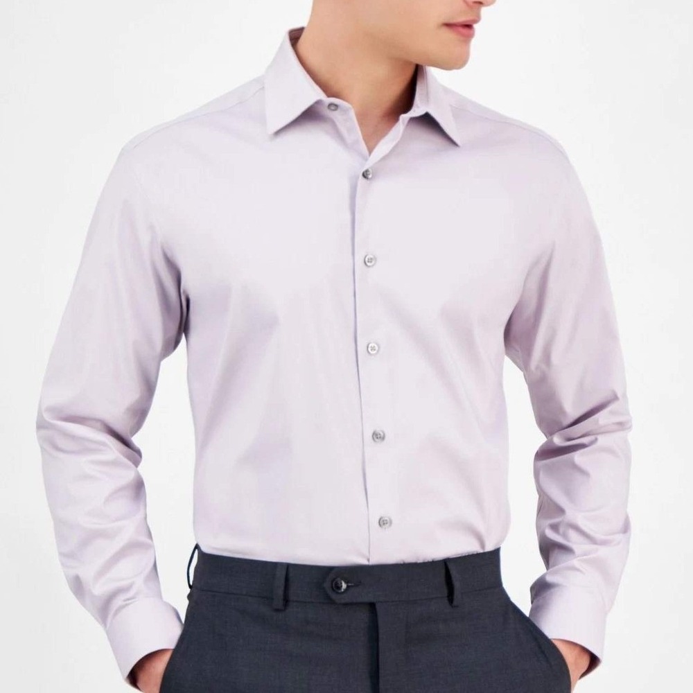 NWT Alfani Slim Fit Dress Shirt Men's Large Lilac Cotton Blend